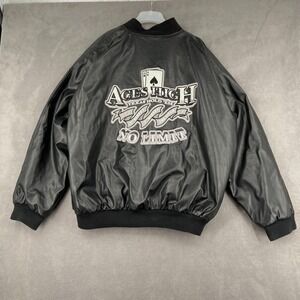 Vintage Steve & Barry's Ace High Texas Hold Em Bomber Jacket Sz 2XL Faux Leather